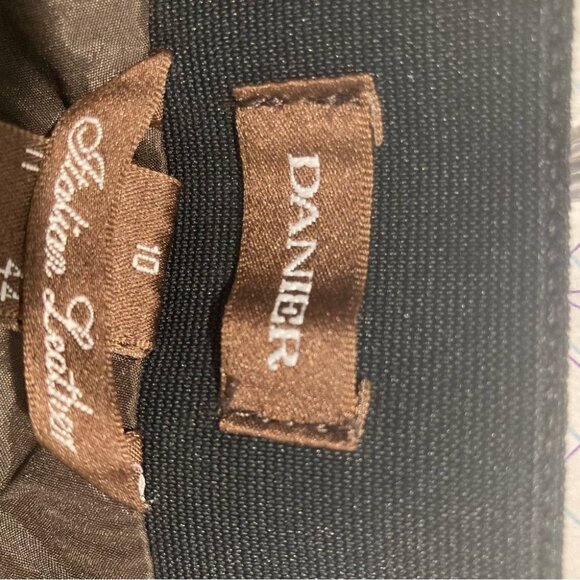 DANIER Sz 10 Italian Leather Fabric Zipper Pockets Hem Tapered  Leg Moto Pants - Picture 13 of 13